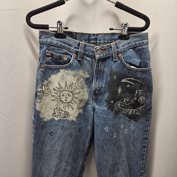Vtg 1999 Levi's 512 Womens Jeans Sz 6 Slim Straight High Rise 90s Celestial Art - Picture 2 of 14